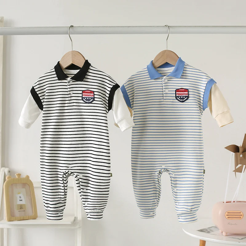 Baby Onesies Striped Male Baby Newborn Clothes Baby - Image 4