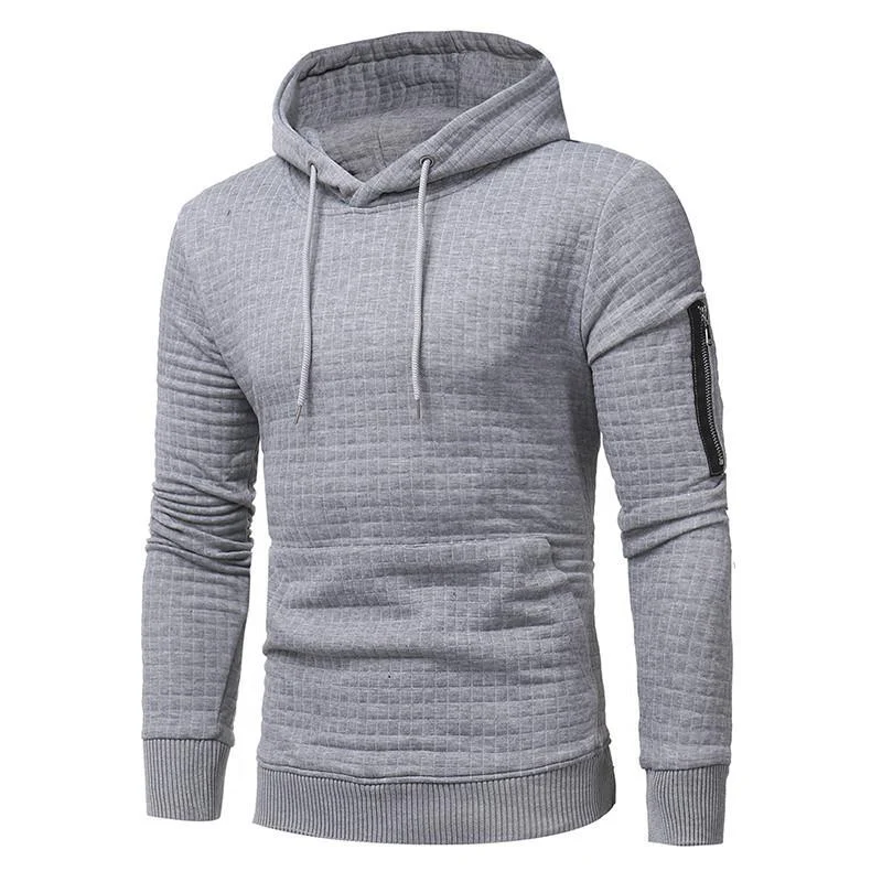 Men Sweatshirt Hoodie With Arm Zipper Long Sleeve Slim Tops - Image 2