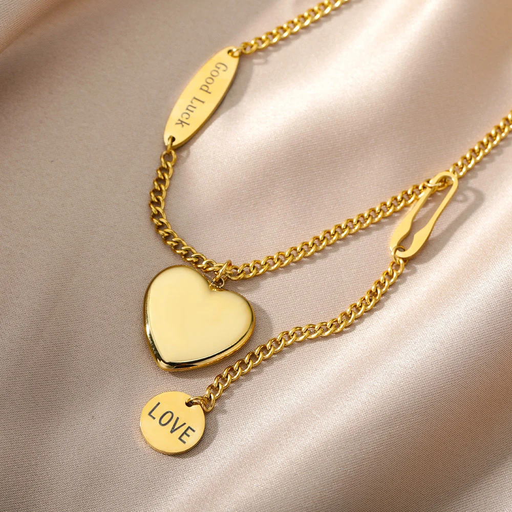 Fashion Jewelry Multilayer Heart Pendant Necklaces for - Image 3