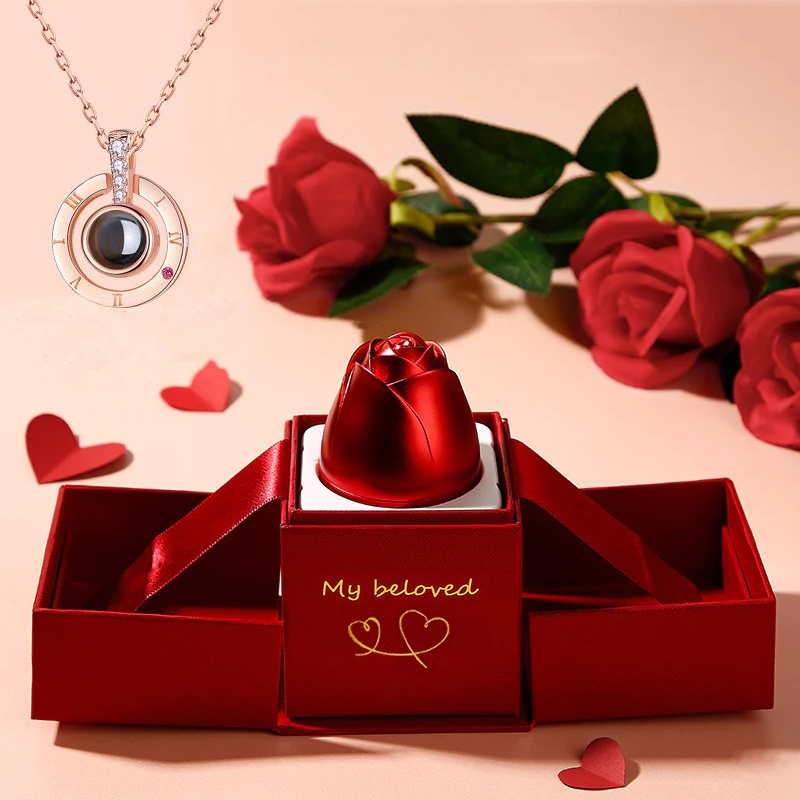 Valentine's Day Gifts Metal Rose Jewelry Gift Box