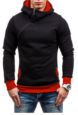 Brand Hoodie Oblique Zipper Solid Color Hoodies Men - Image 5