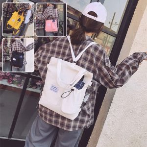 Harajuku Canvas Bags Students Handbag with Pockets