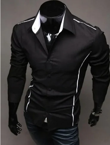 Men Shirt Fashion Cotton Slim Men Shirt Long Sleeve - Image 4