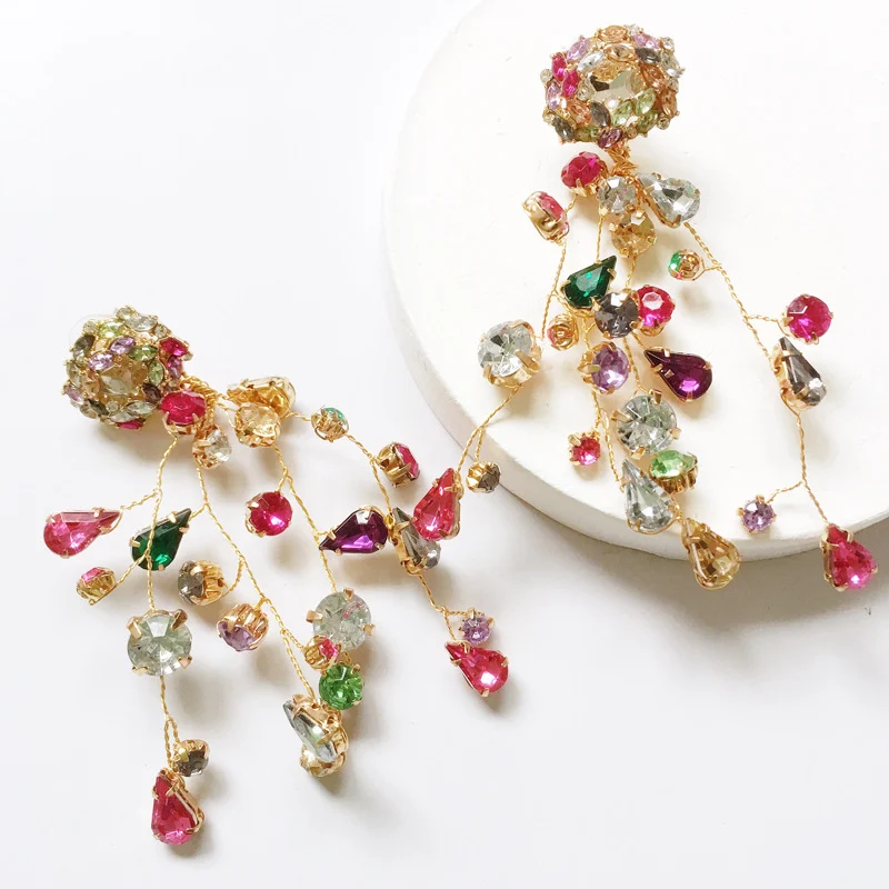 Earrings Colorful Diamond Earrings Colorful Crystal Earrings - Image 2