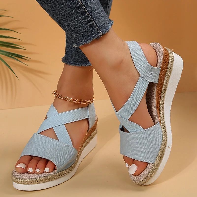 Wedge Sandals for Women Cross-strap Platform Gladiator - Image 4