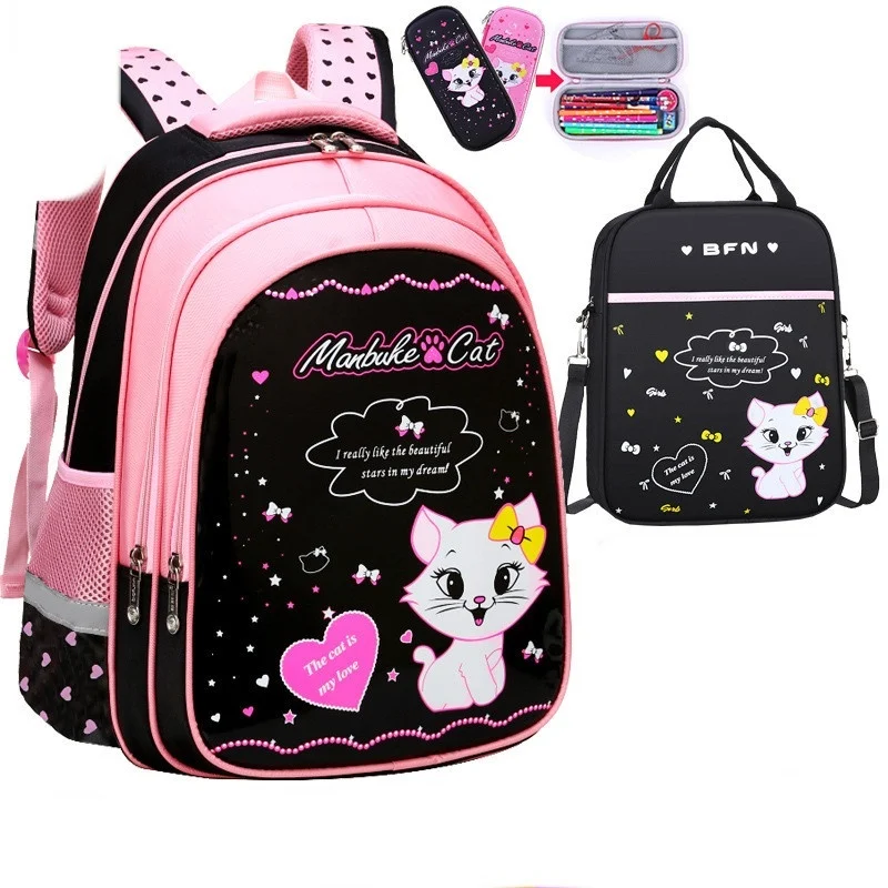 Kids School Cute Cat Print Backpack - Image 8