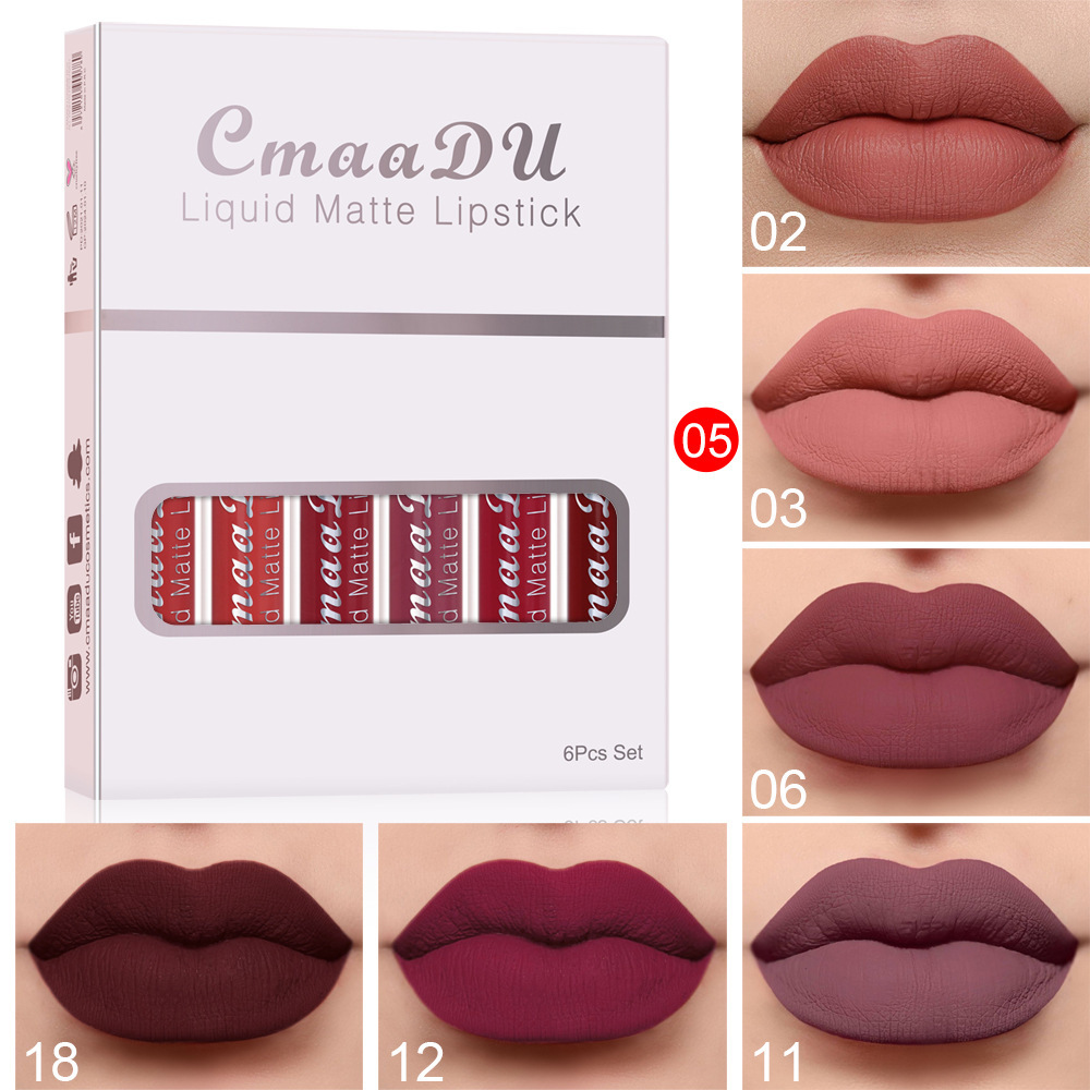 6 Boxes of Matte Non-stick Cup Waterproof Lipstick Long - Image 4