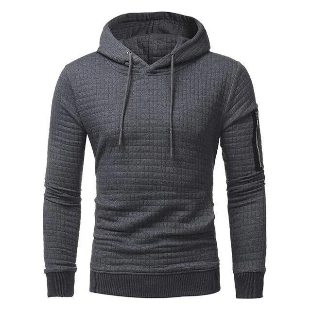 Men Sweatshirt Hoodie With Arm Zipper Long Sleeve Slim Tops - Image 9