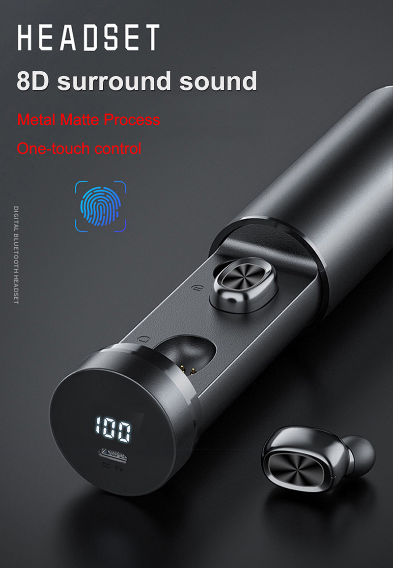 Bluetooth Earphone 5.0 Wireless 8D HIFI Sport MIC - Image 2