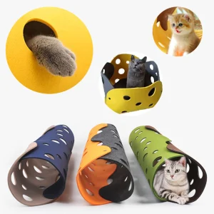 Cat Tunnel Cat Toy Felt Pom Splicing Deformable Kitten