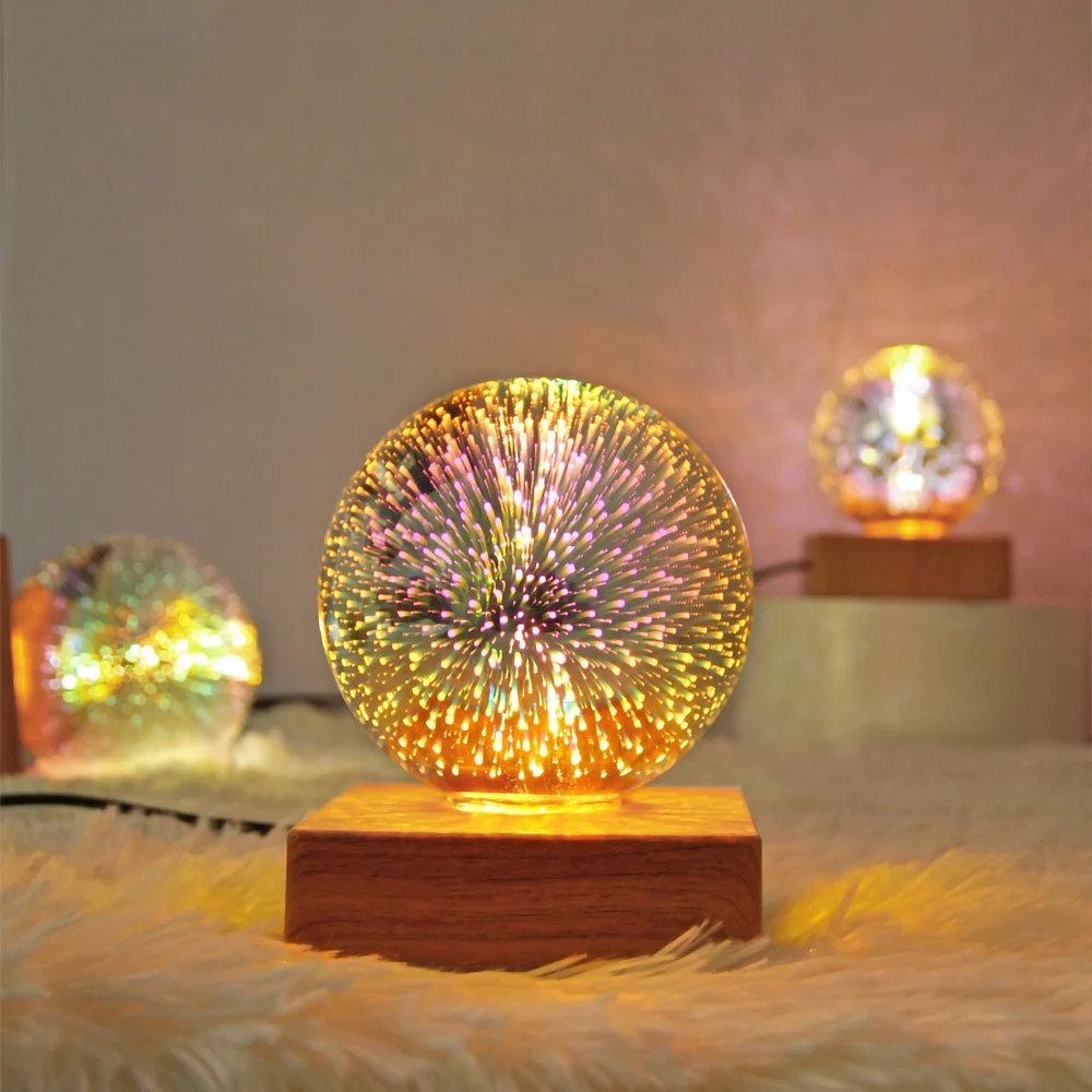 USB 3D Firework Crystals Ball Night Light Plug in - Image 2