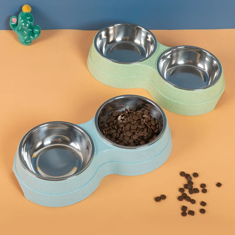 Double Pet Bowls Dog Food Water Feeder Stainless Steel - Image 3