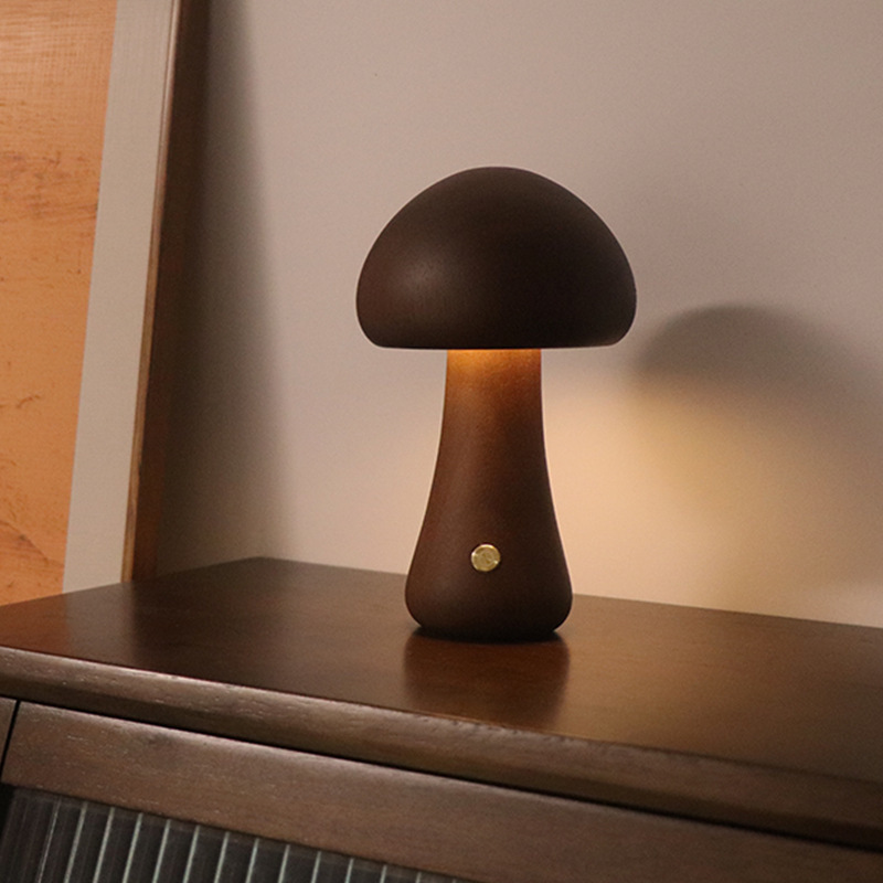 INS Wooden Cute Mushroom LED Night Light with Touch - Image 9