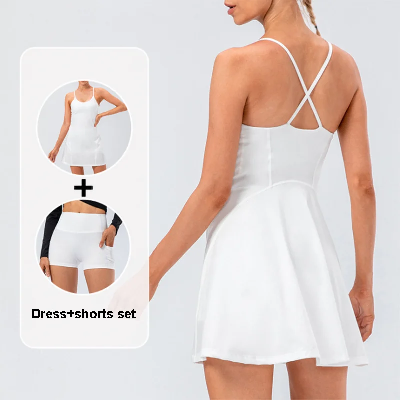 Women Tennis Yoga Skirt High Stretch Soft Nylon Sports Badminton Golf Dress And Fitness Shorts 2 Pcs Set Workout Casual Clothing - Image 6