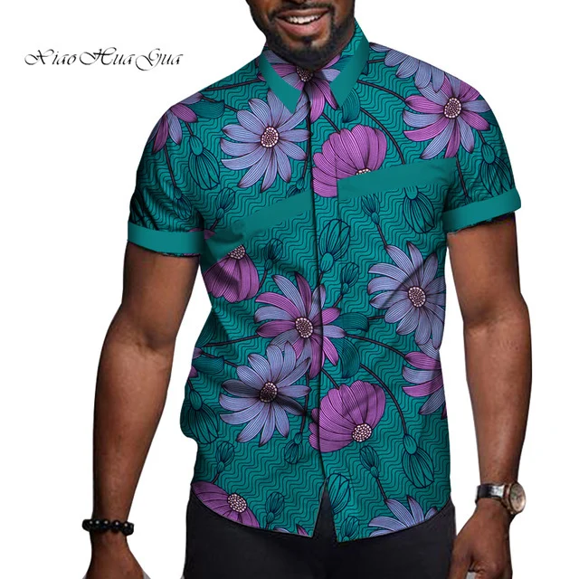 African Men Clothing Printed Short Sleeve Top T Shirt - Image 2