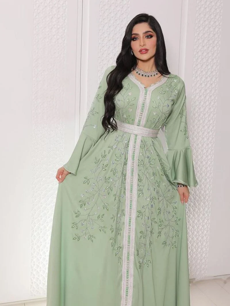 Middle Eastern Hot Diamond Kaftan Robe Dress - Image 7