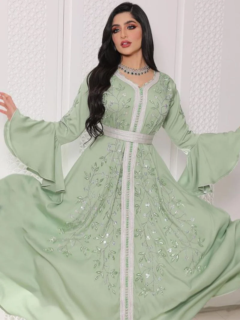 Middle Eastern Hot Diamond Kaftan Robe Dress - Image 8