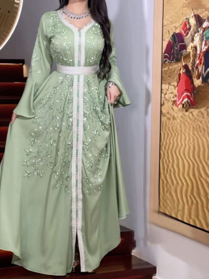 Middle Eastern Hot Diamond Kaftan Robe Dress - Image 9