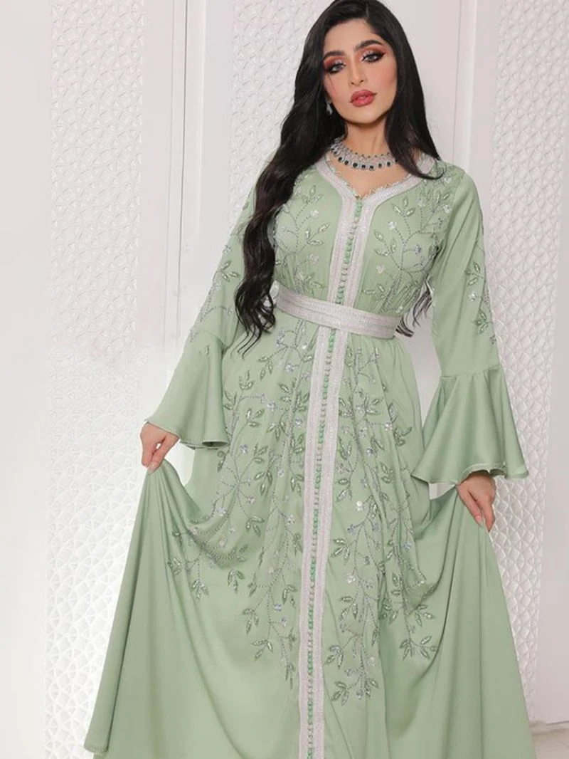 Middle Eastern Hot Diamond Kaftan Robe Dress - Image 10