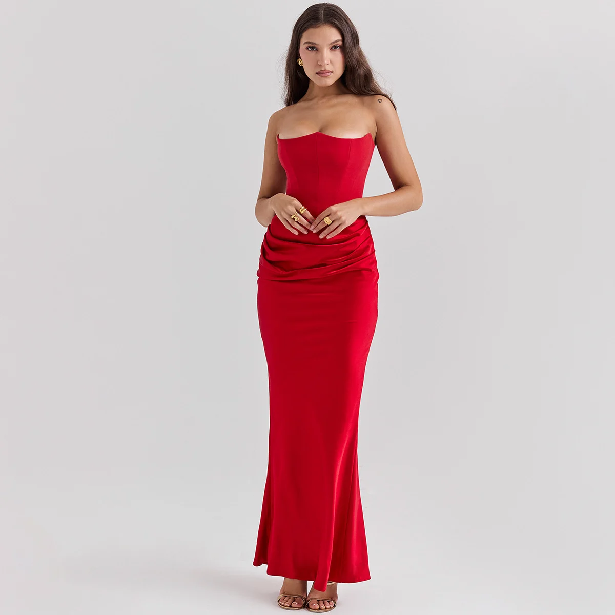 Slim Tube Top Long Dress Sexy Fashion Bandeau Backless - Image 7