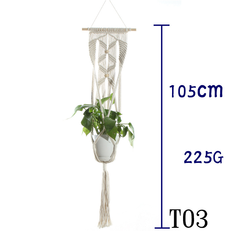 Flower Pot Net Bag Beige Cotton Rope Indoor Plant - Image 7