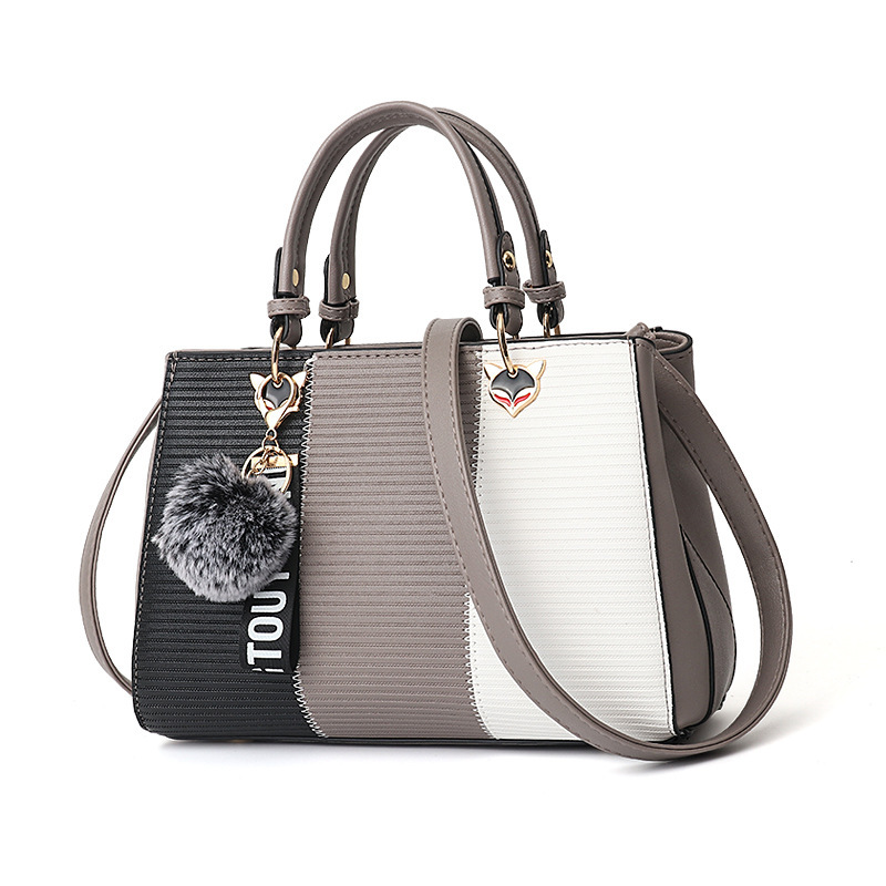 Women Hairball Ornaments Totes Patchwork Handbag Party