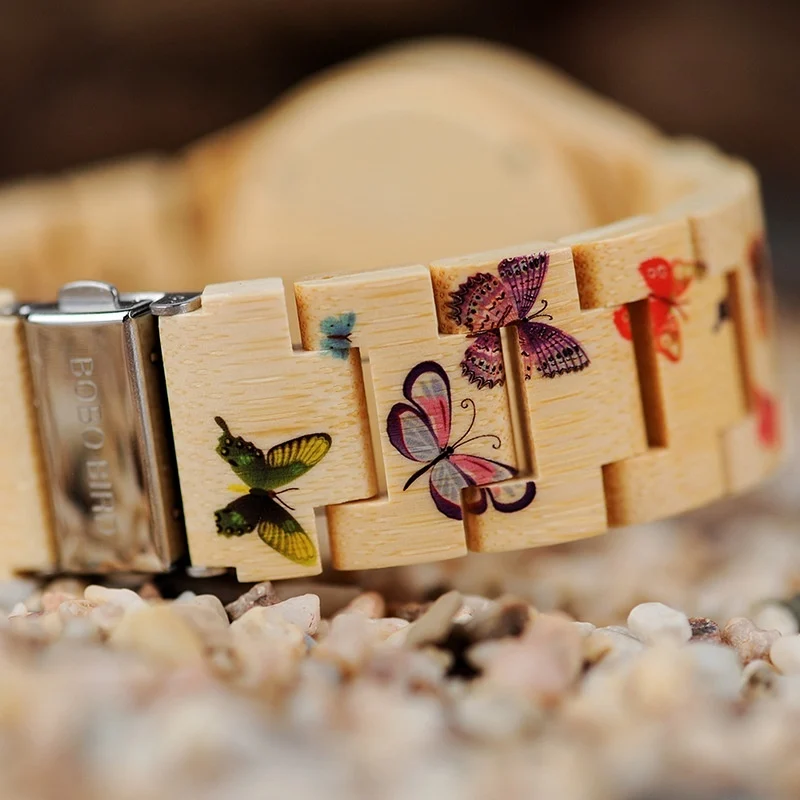 BOBO BIRD O20 Butterfly Print Women Watches All Bamboo - Image 2