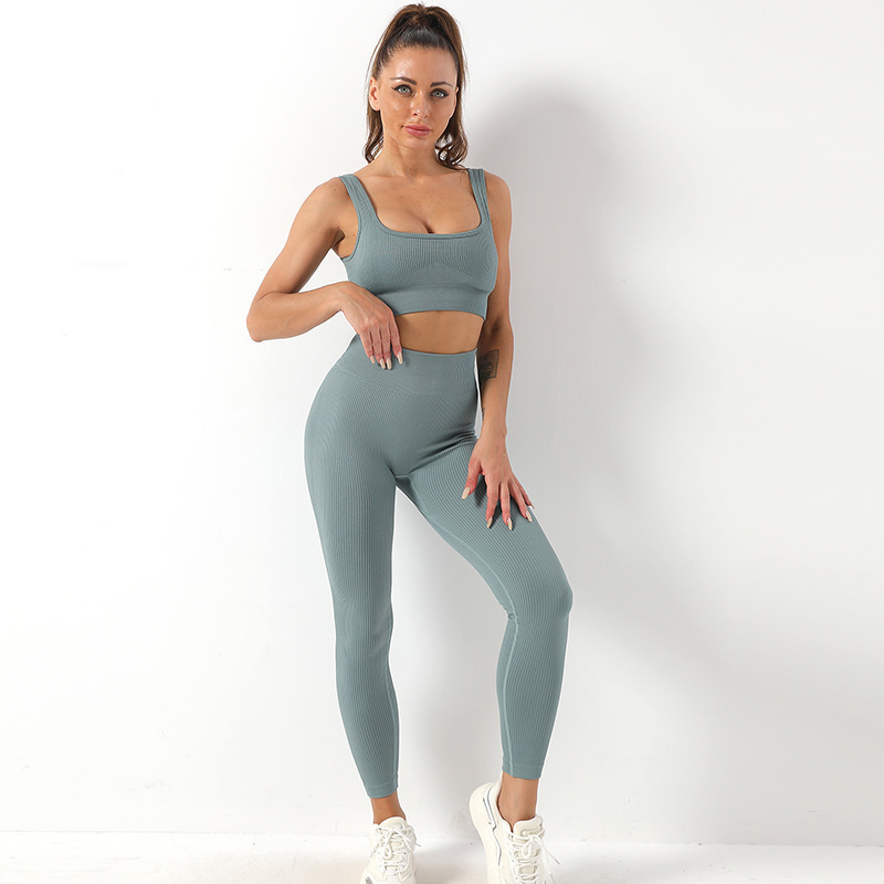 2pcs Thread Yoga Suit Seamless Bra and Butt Lifting - Image 3