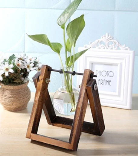 Glass Wood Vase Table Desktop Hydroponics Plant - Image 7