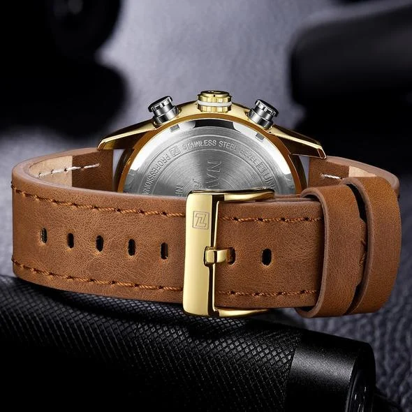 NAVIFORCE 9144 Fashion Gold Men Sport Watches Mens LED - Image 2