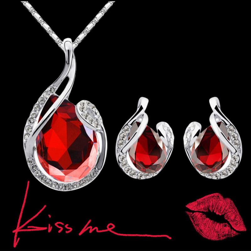 3pcs Rhinestone Necklace Set with Earrings Fashion