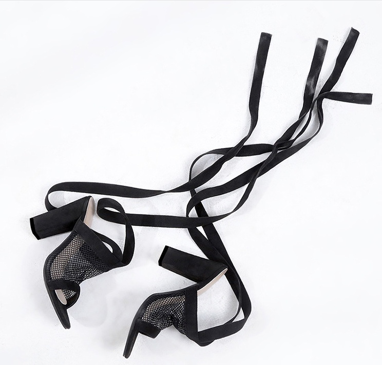 Women Sandals Bandage Flock Cross Strap Lace Up High - Image 4