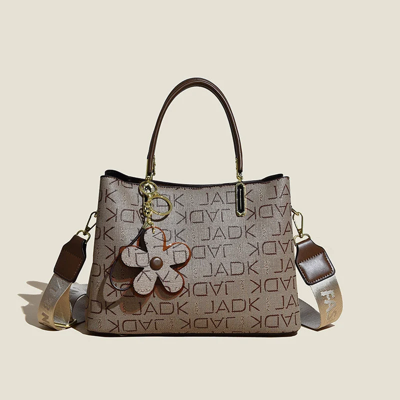 Printed Tote Bag with Flower Pendant Temperament - Image 6