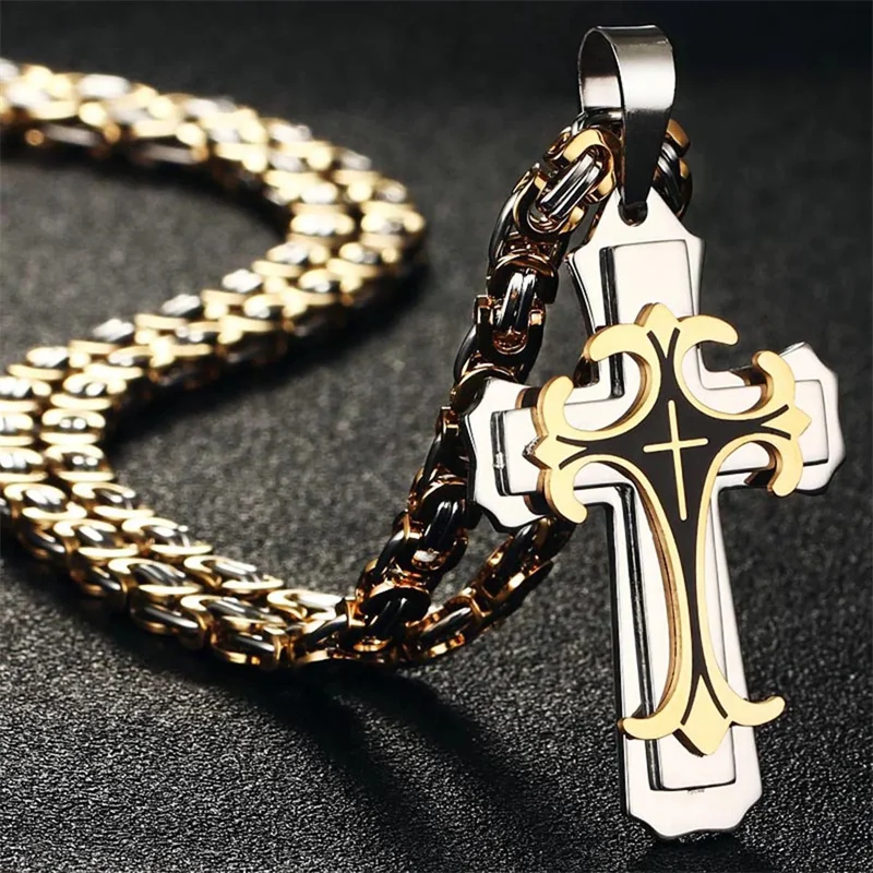 Fashion Jewelry Christian Trinity Latin Cross Necklace - Image 6