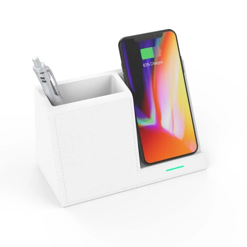 Leather Pen Holder Wireless Charger Wireless Phone - Image 8
