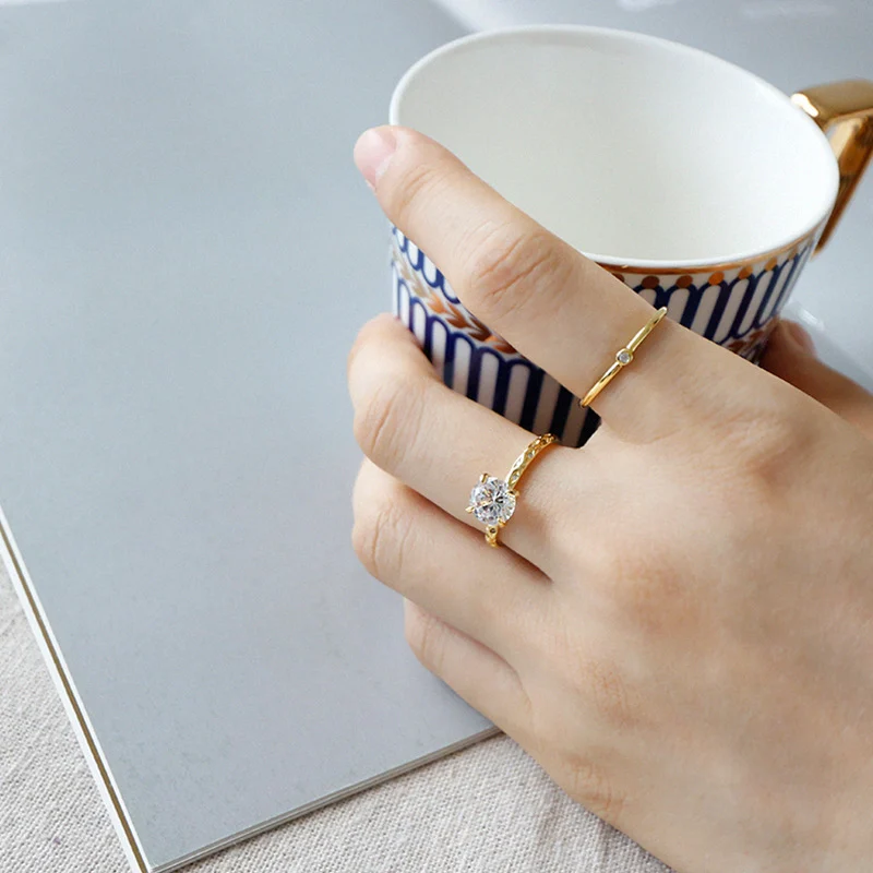 925 Silver AAAA Zircon Rings Minimalist Big Zircon - Image 4