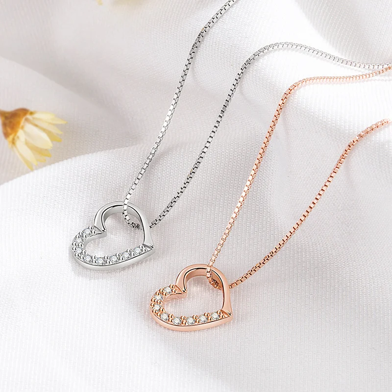 S925 Sterling Silver Love Heart Pendant Necklace for - Image 3