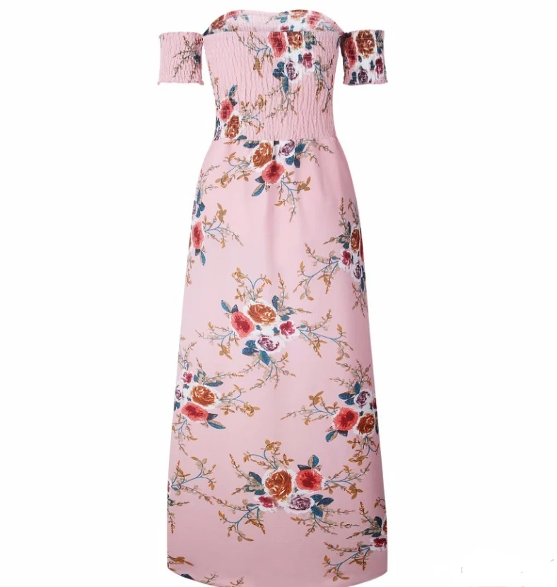 Boho Style Long Dress Women Off Shoulder Beach Summer - Image 4