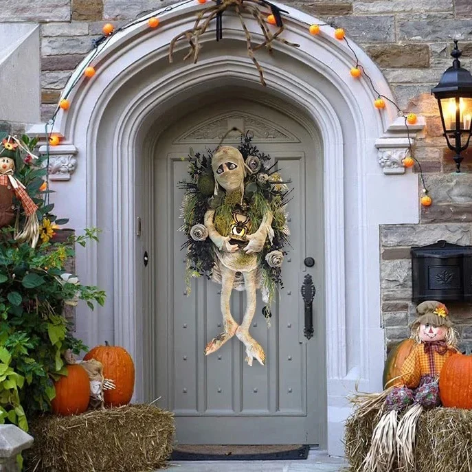Mummy Halloween Wreath Door Pendant Haunted House - Image 2
