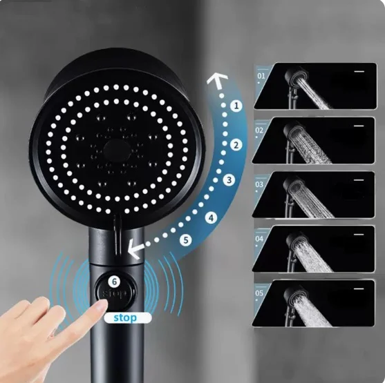 Five-color Wind Turbine Shower Head 56 Speed Water - Image 2