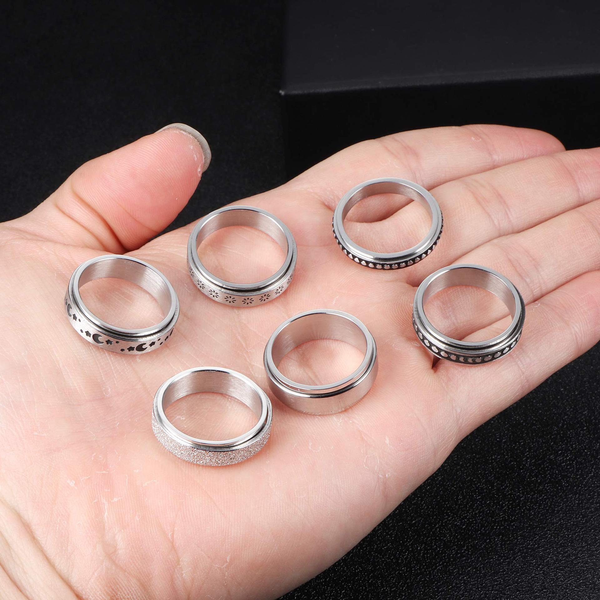 Stainless Steel Rotatable Spinner Ring Moon Stars - Image 6