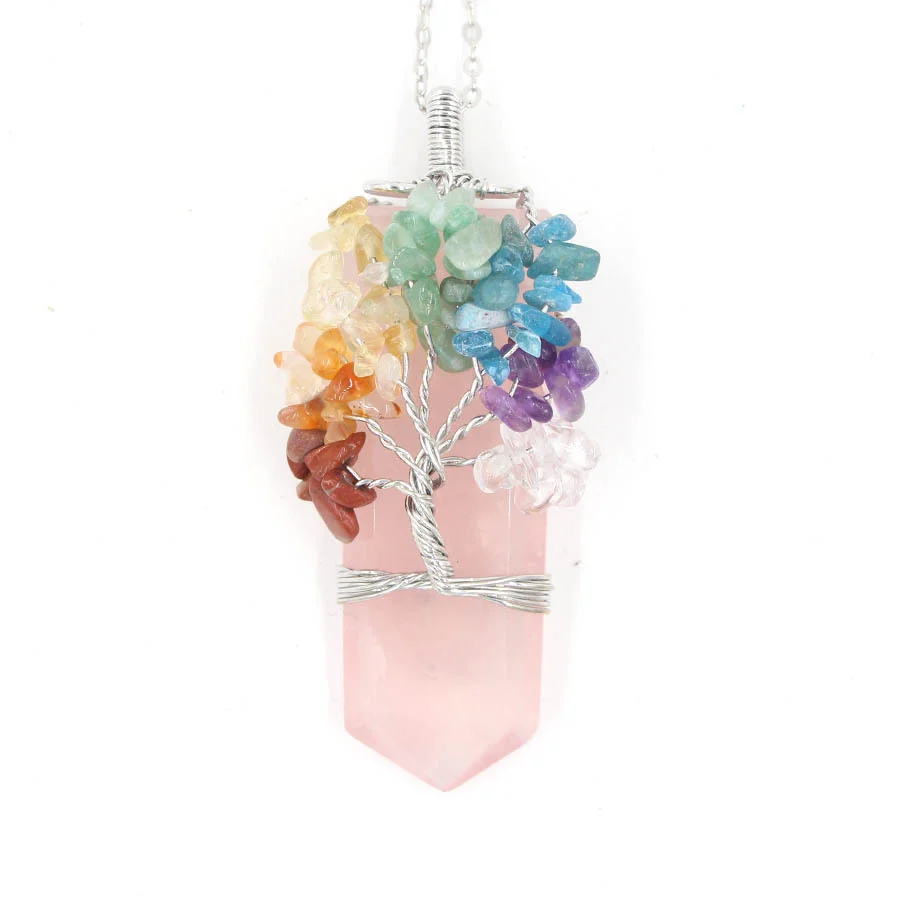 Crystal Column Tree of Life Winding Pendant Necklace - Image 5