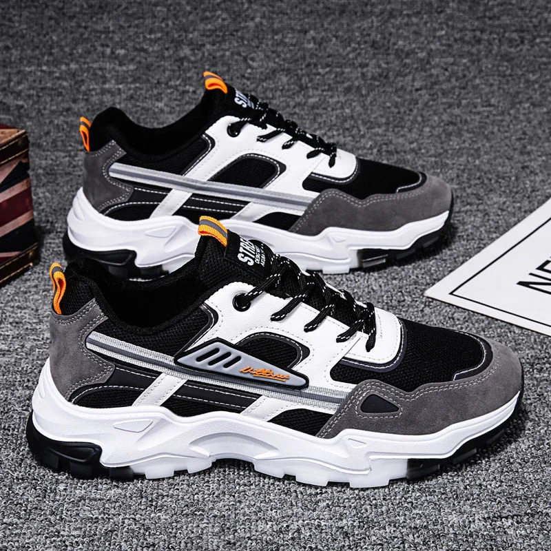 Black White Lace-up Sneakers Men Outdoor Breathable - Image 8