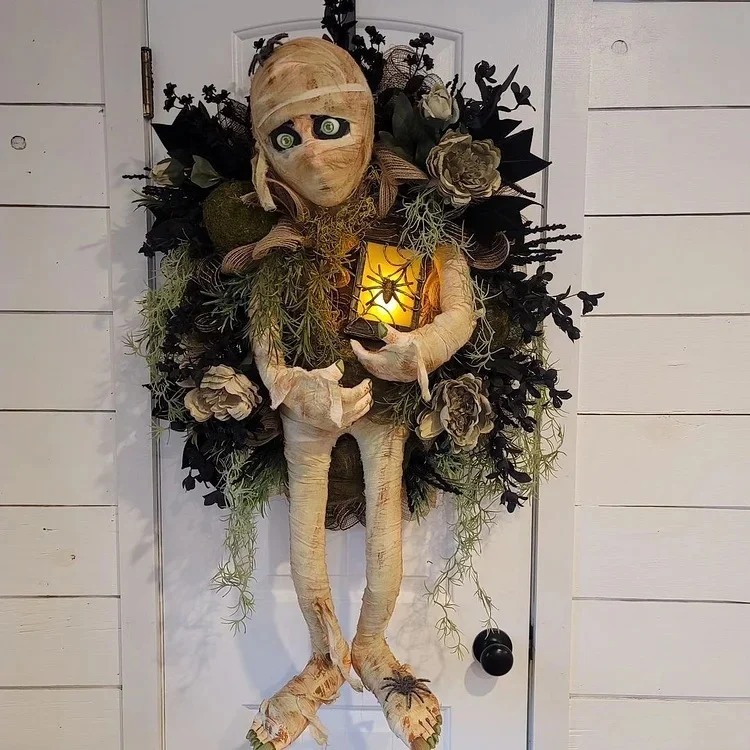 Mummy Halloween Wreath Door Pendant Haunted House - Image 4