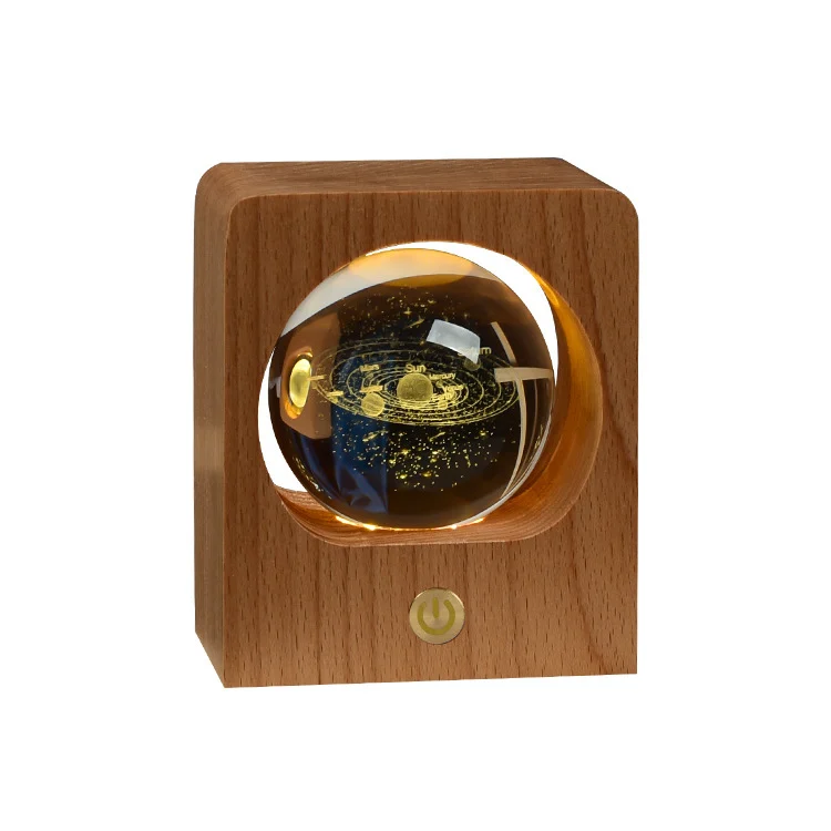 Beech Crystal Ball Night Light 3D Laser Engraving Elk - Image 10