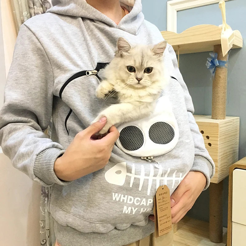 Women Hoodie Sweatshirt with Cat Pet Pocket Design Long - Image 3