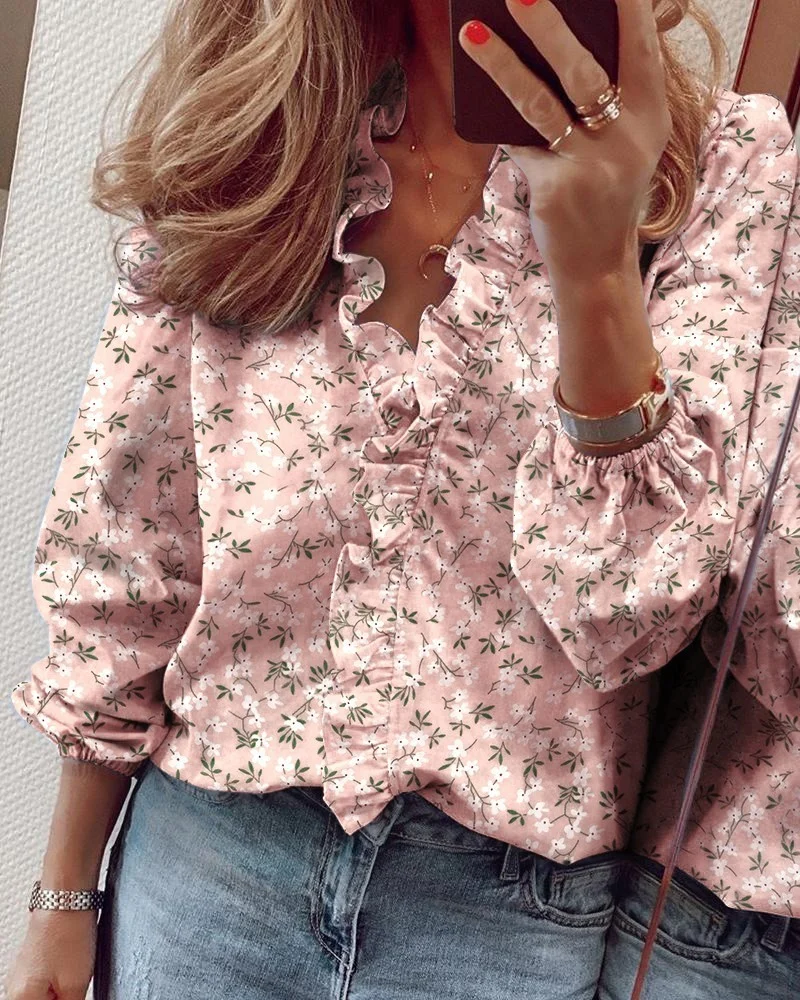 Casual Long Sleeved Ruffled Long-sleeved Ruffled Blouse For Women Spring Summer New Shirts Tops For Daily Wear Work Outfits - Image 7