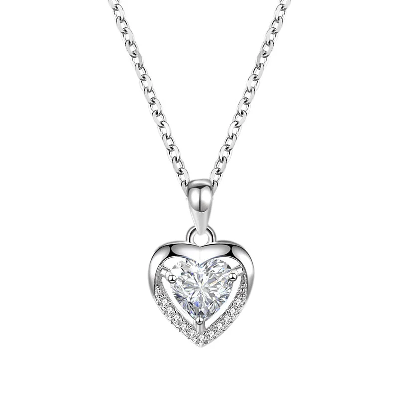 925 Heart-shaped Rhinestones Necklace Luxury