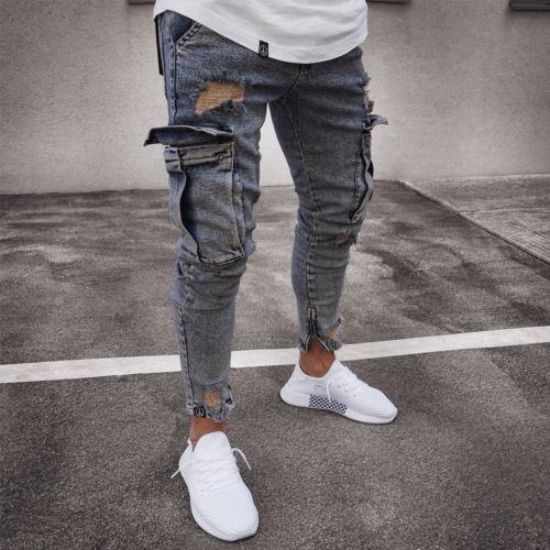 Cargo Hole Denim Jeans Men - Image 2