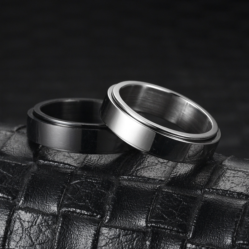 Stainless Steel Rotatable Spinner Ring Moon Stars - Image 9